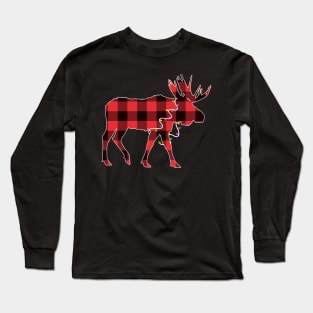 Santa Deer Plaid Red Buffalo Animal Merry Christmas Pajamas Family Long Sleeve T-Shirt